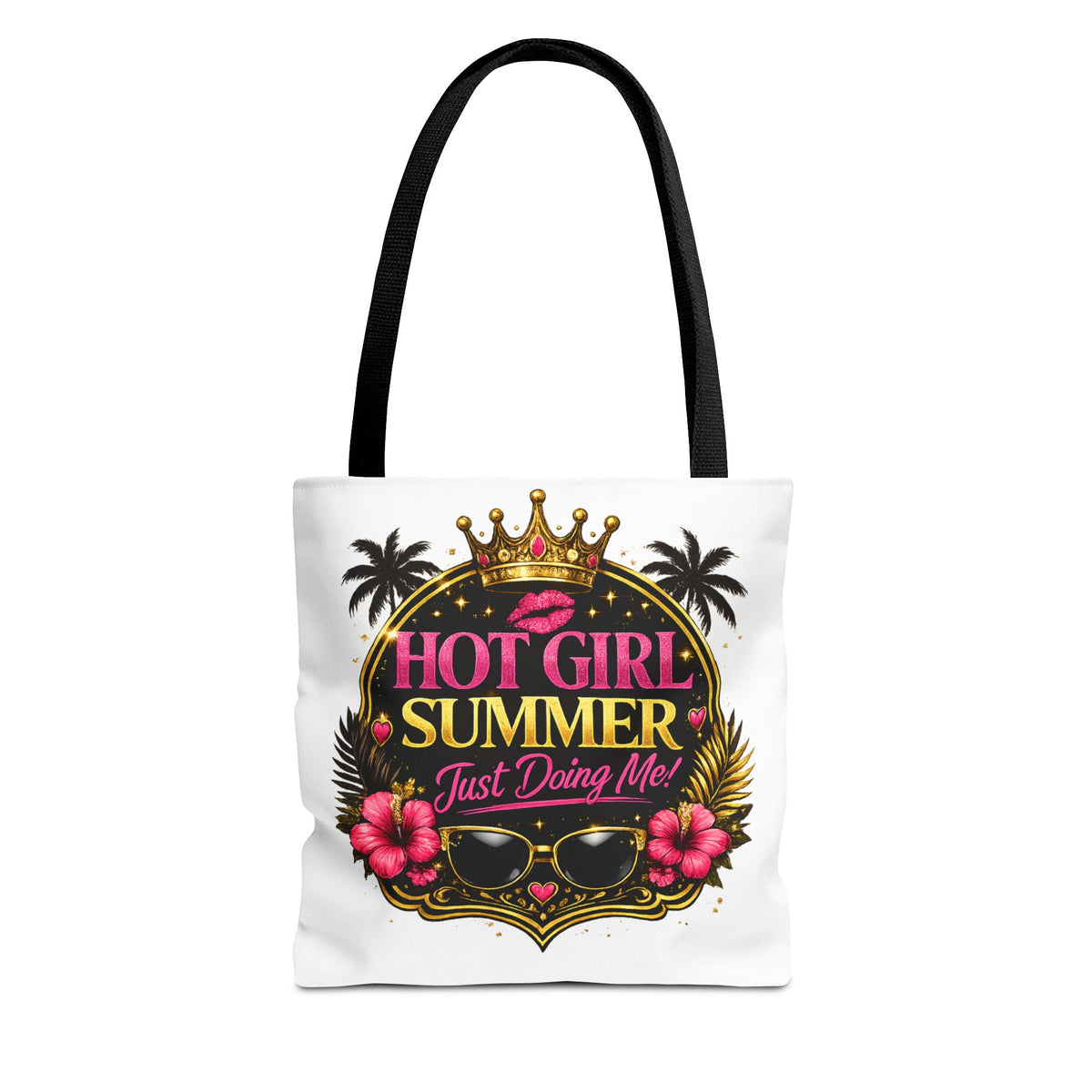 Hot Girl Summer Just Doing Me Tote Bag | Tropical Crown Sunglasses Design
