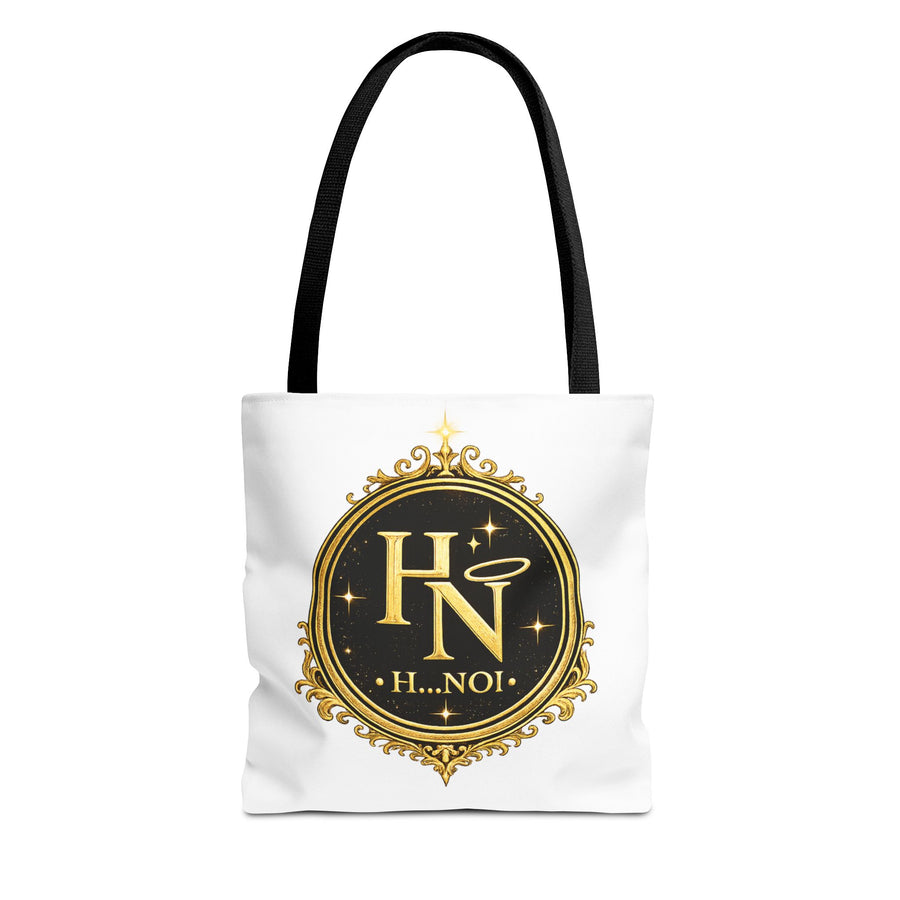 Elegant Gold Crest Tote Bag — H.NOI Monogrammed All-Over Print Tote (Unisex)