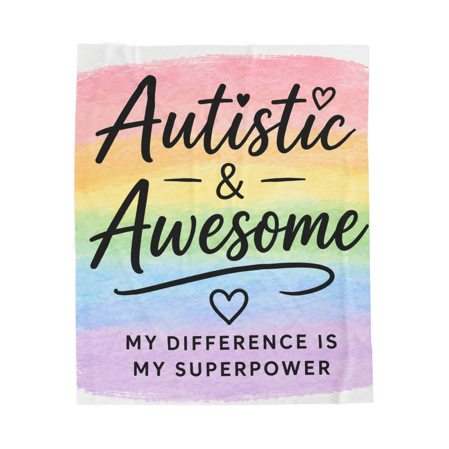 Autism Pride Velveteen Plush Blanket | Autism Awareness Heart Design